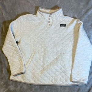 Eddie Bauer Heather Grey Quilted Snap Front Mock Neck Top Womens Sz L Outdoor